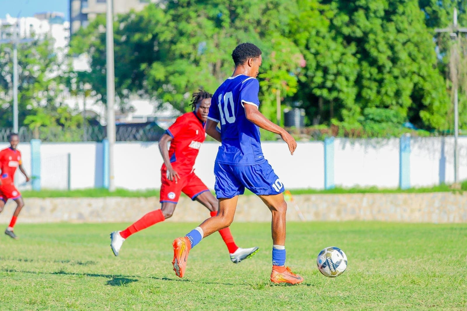 Bandari FC supporters in royal blue at Mbaraki