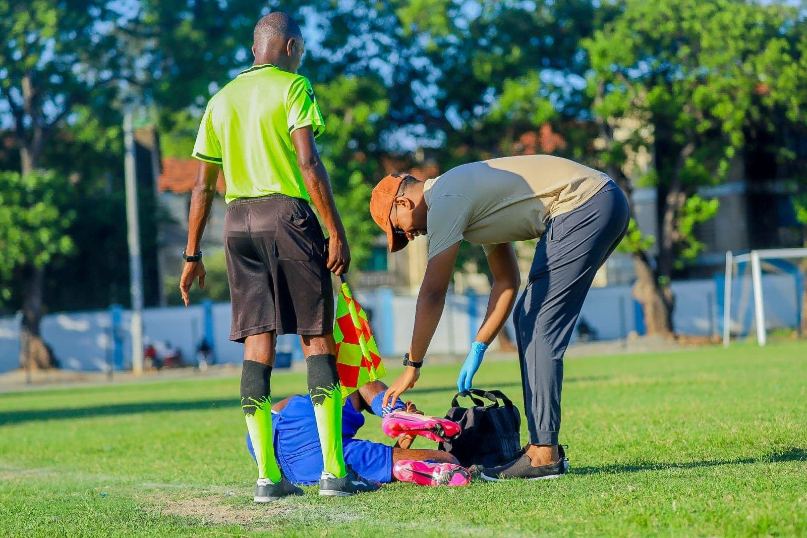 Bandari FC players warming up before kick-off